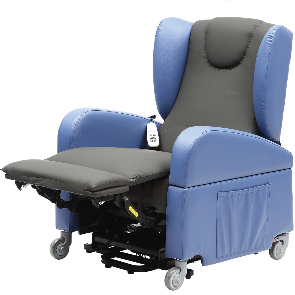Brookfield Riser recliner chair with removeable arms and large castors