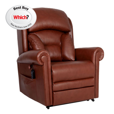 Cream Cullingworth Leather Rise Recliner Chair with Powered Headrest and Lumbar