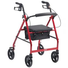 Lightweight rollator with seat and bag - Red