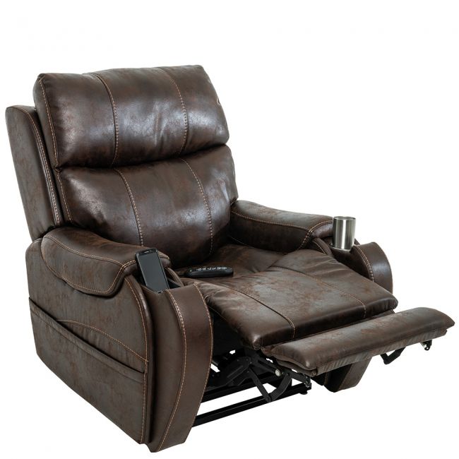 Atlas Leather Rise Recliner Chair head and lumbar support and wireless charging