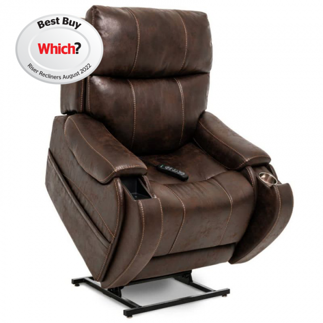 Atlas Leather Rise Recliner Chair head and lumbar support and wireless charging