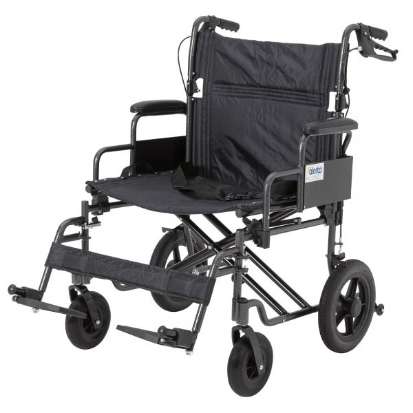 Aluminium Heavy duty extra wide transit wheelchair - Takes upto 28 stone users