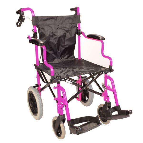 Deluxe Pink Wheelchair in a bag with handbrakes