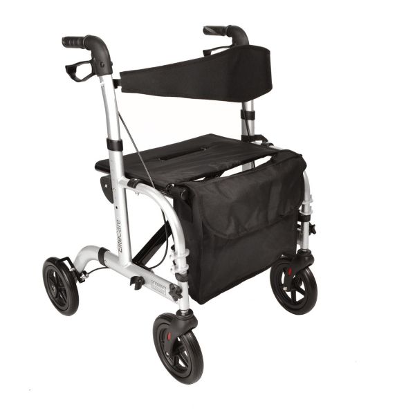 Hybrid 2 in 1 rollator wheelchair