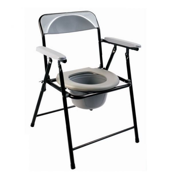 Lightweight folding commode chair top loading pot ECCOM1