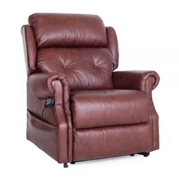 Oakworth powered headrest Leather riser recliner chair with USB