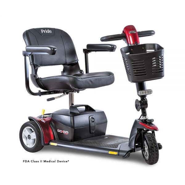 Pride GoGo Sport 3 Wheel mobility scooter 325lbs user weight 15.9 mile range S73