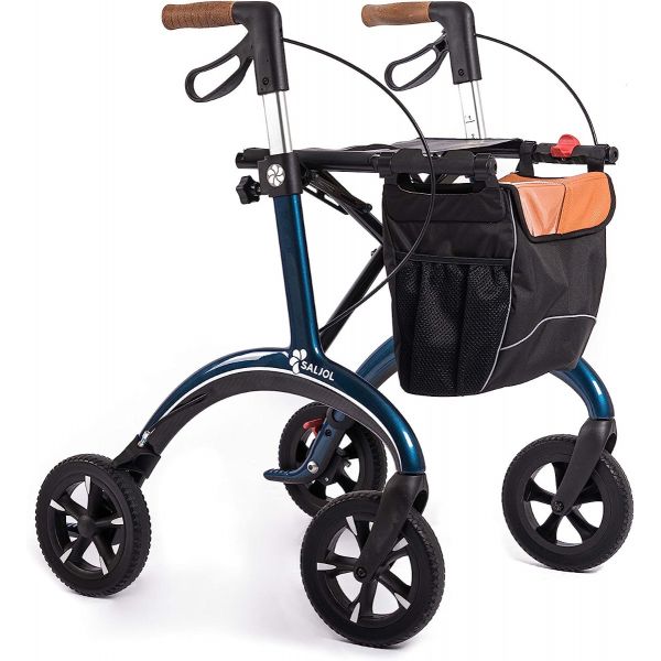  Saljol Carbon fibre Rollator lightweight 4 wheeled walker with seat and bag 5.8kg
