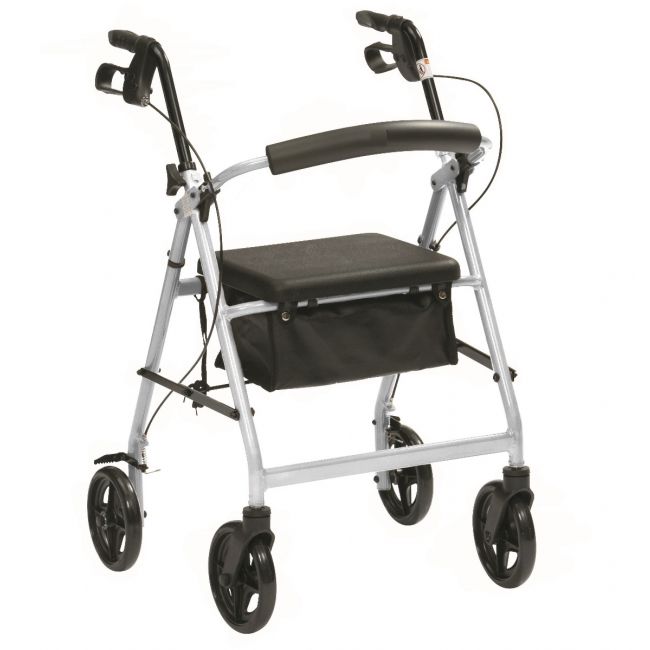 Lightweight rollator with seat and bag
